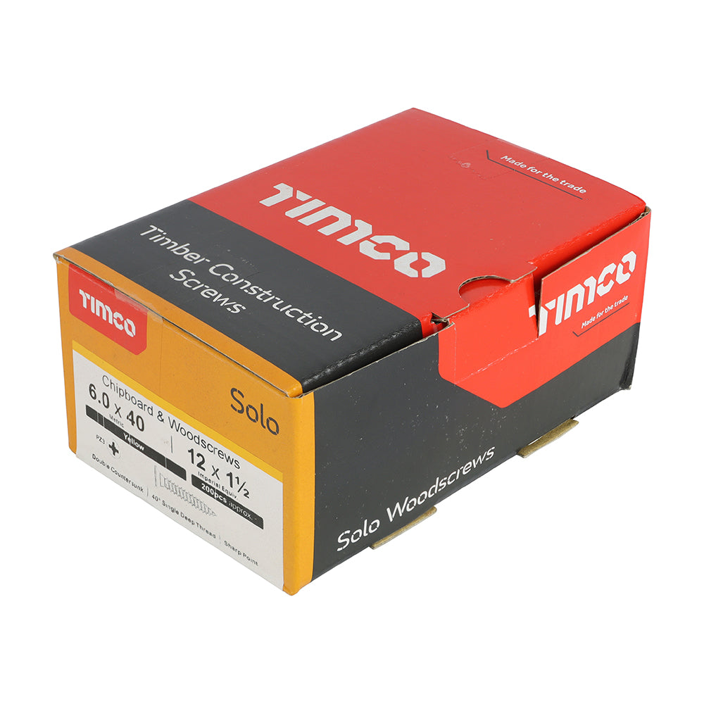 Solo Woodscrew PZ3 CSK ZYP - 6.0 x 40 | Box of 200