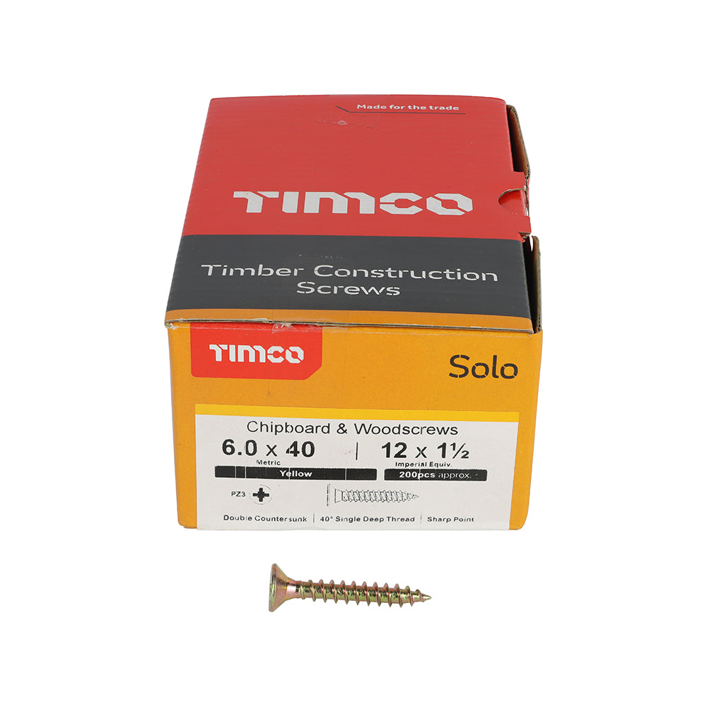 Solo Woodscrew PZ3 CSK ZYP - 6.0 x 40 | Box of 200