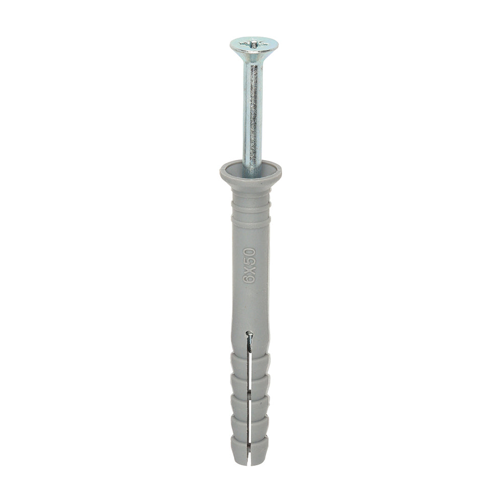 Nylon Hammer Fixing - BZP - 6.0 x 50 | Box of 200