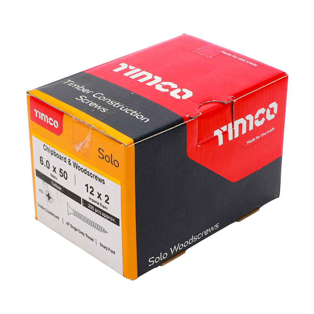 Solo Woodscrew PZ3 CSK ZYP - 6.0 x 50 | Box of 200