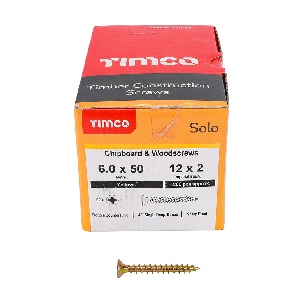 Solo Woodscrew PZ3 CSK ZYP - 6.0 x 50 | Box of 200