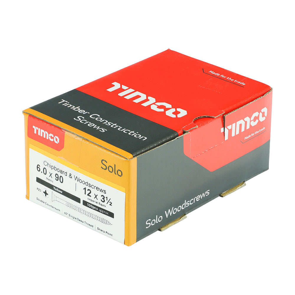 Solo Woodscrew PZ3 CSK ZYP - 6.0 x 90 | Box of 100