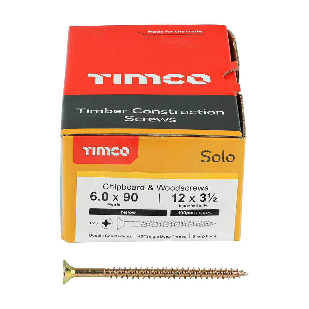 Solo Woodscrew PZ3 CSK ZYP - 6.0 x 90 | Box of 100