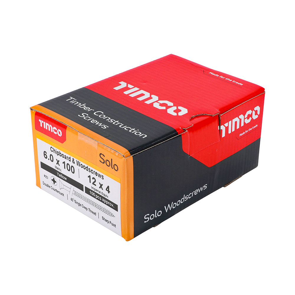 Solo Woodscrew PZ3 CSK ZYP - 6.0 x 100 | Box of 100