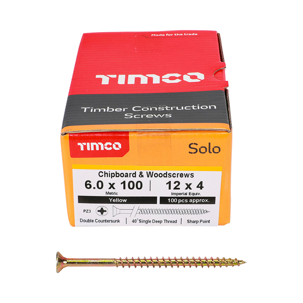 Solo Woodscrew PZ3 CSK ZYP - 6.0 x 100 | Box of 100