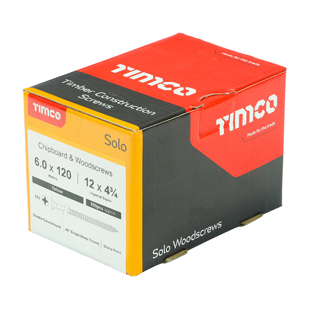 Solo Woodscrew PZ3 CSK - ZYP - 6.0 x 120 | TIMpac of 2