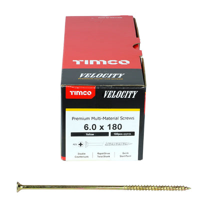 Timco Velocity Premium Multi-Use Screws - PZ - Double Countersunk - Yellow - Box