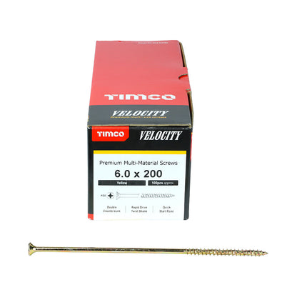 Timco Velocity Premium Multi-Use Screws - PZ - Double Countersunk - Yellow - Box