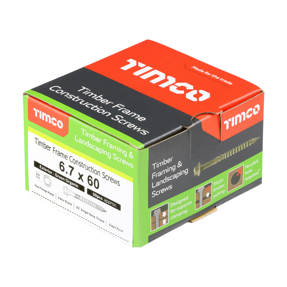 Timber Frame Screw HEX Green - 6.7 x 60 | Box of 50