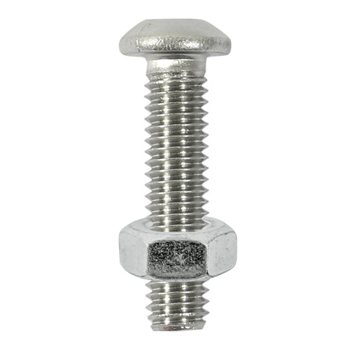 Button Socket & Nut - A2 SS - M6 x 25 | TIMpac of 6