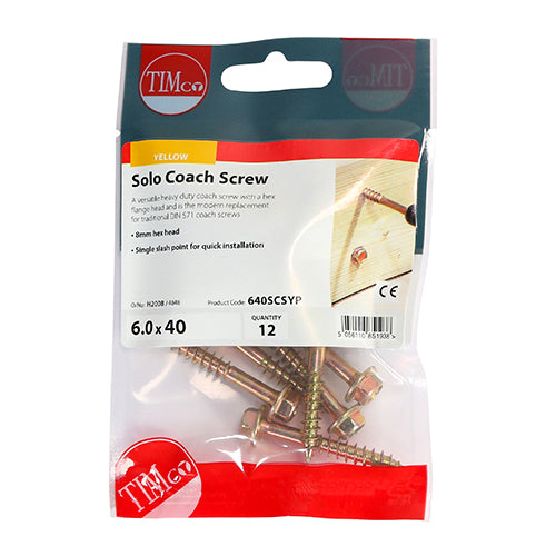 Solo Coach Screw ZYP - 6.0 x 40 | TIMpac of 12