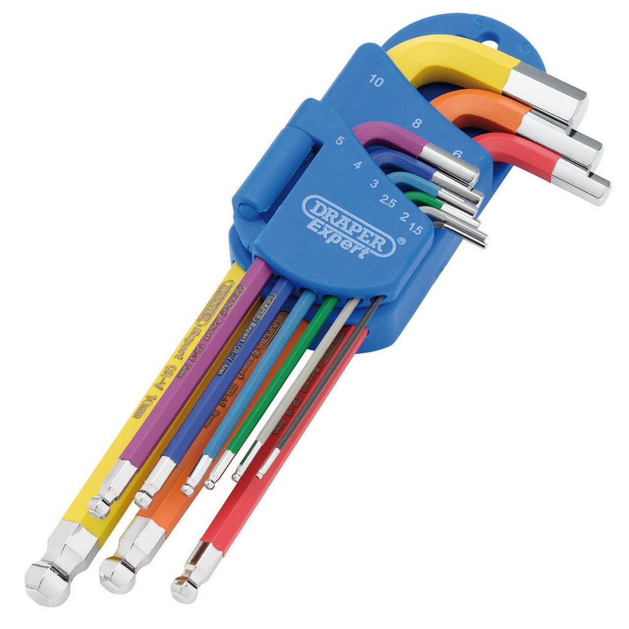 Draper Expert Metric Hex. and Ball End Key Set, Colour Coded (9 Piece) Draper Tools