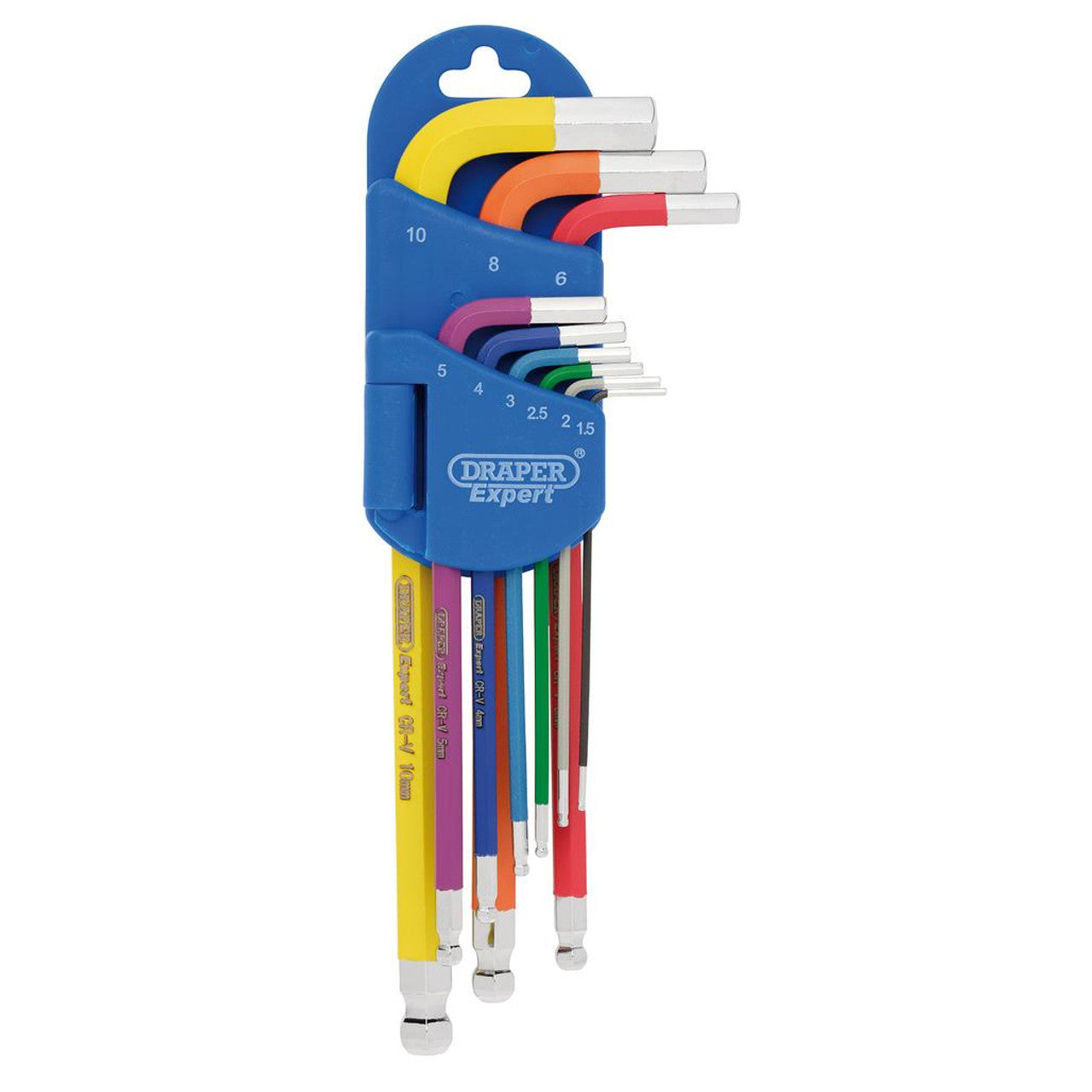 Draper Expert Metric Hex. and Ball End Key Set, Colour Coded (9 Piece) Draper Tools