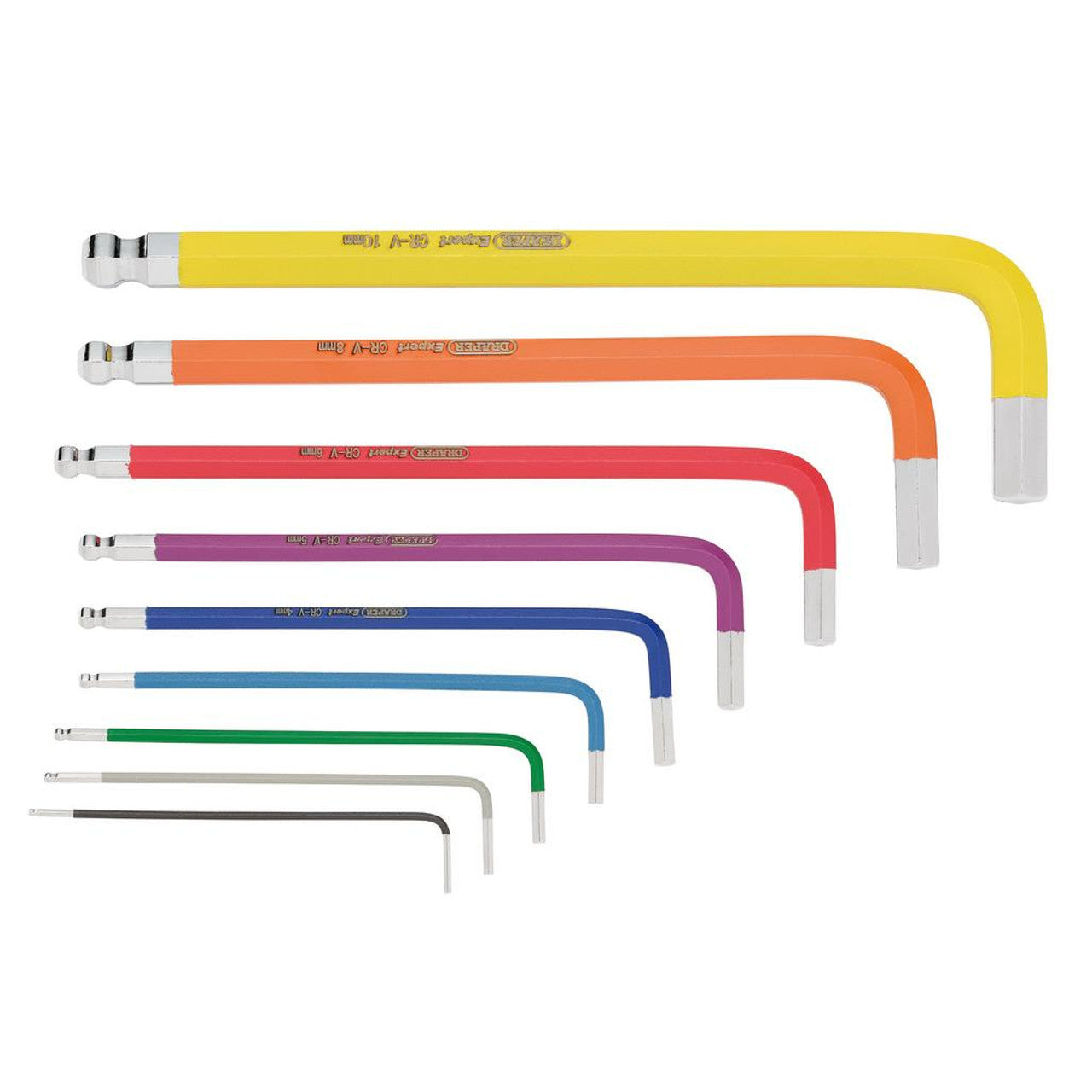 Draper Expert Metric Hex. and Ball End Key Set, Colour Coded (9 Piece) Draper Tools