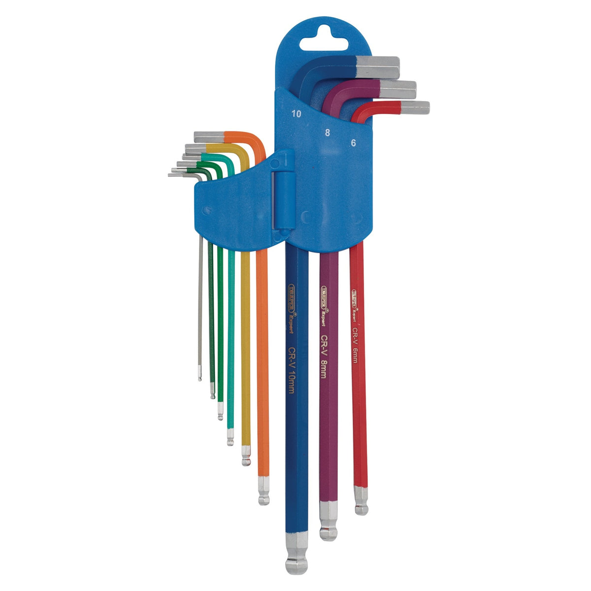 Draper Expert Metric Extra Long Hex. and Ball End Key Set, Colour Coded (9 Piece) Draper