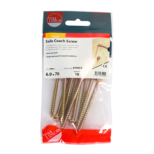 Solo Coach Screw ZYP - 6.0 x 70 | TIMpac of 10