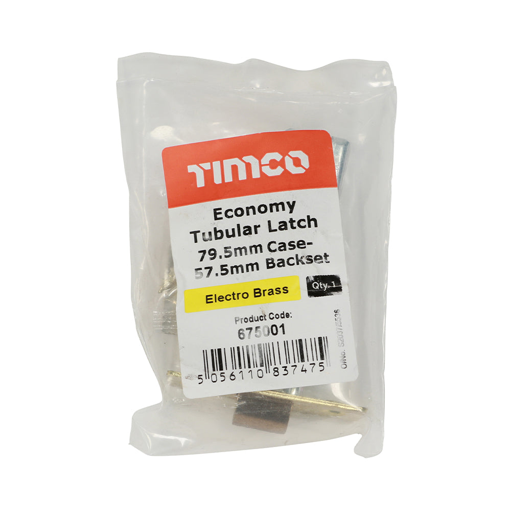 Eco Tubular Latch E Brass - 79.5 case / 57.5 backset | Plain Bag
