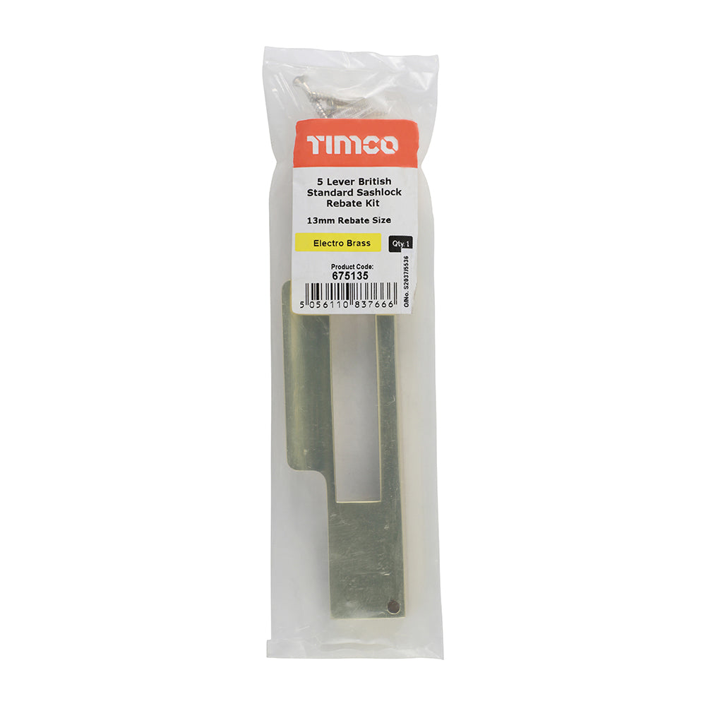 5L Sash Rebate Kit E. Brass - 13mm | Plain Bag