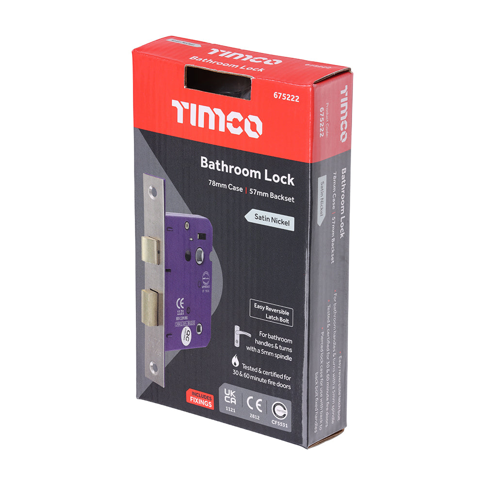 Bathroom Lock Sat. Nickel - 78mm | Box