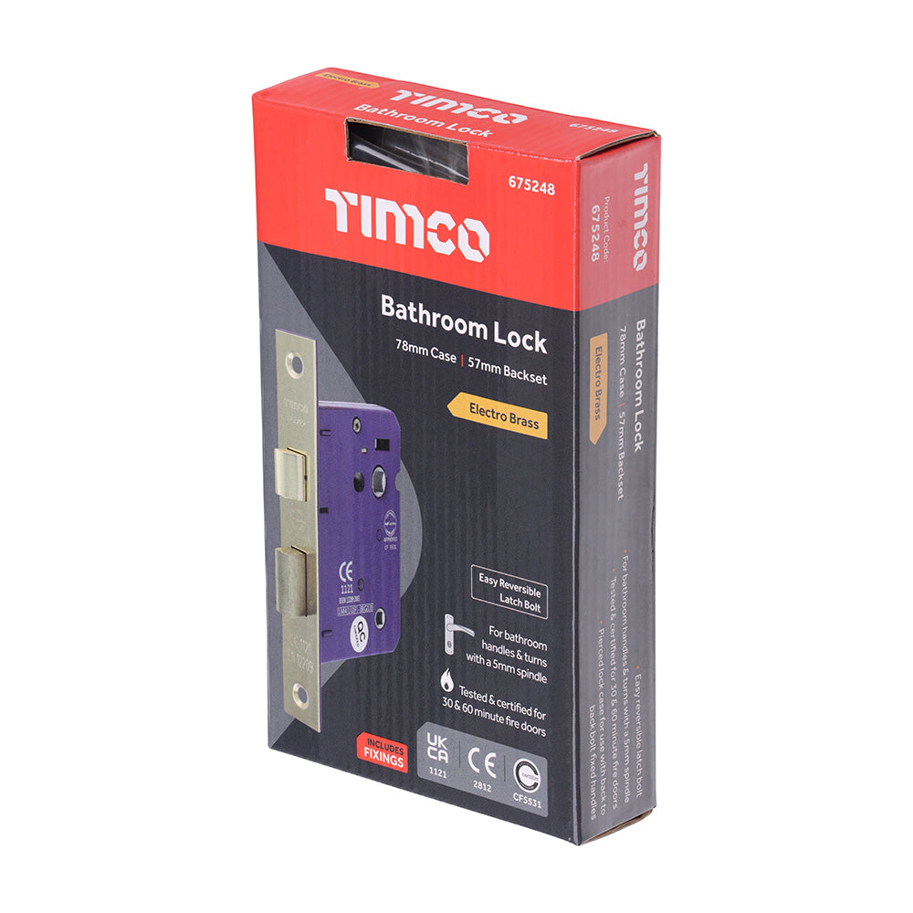 Bathroom Lock E. Brass - 78mm | Box