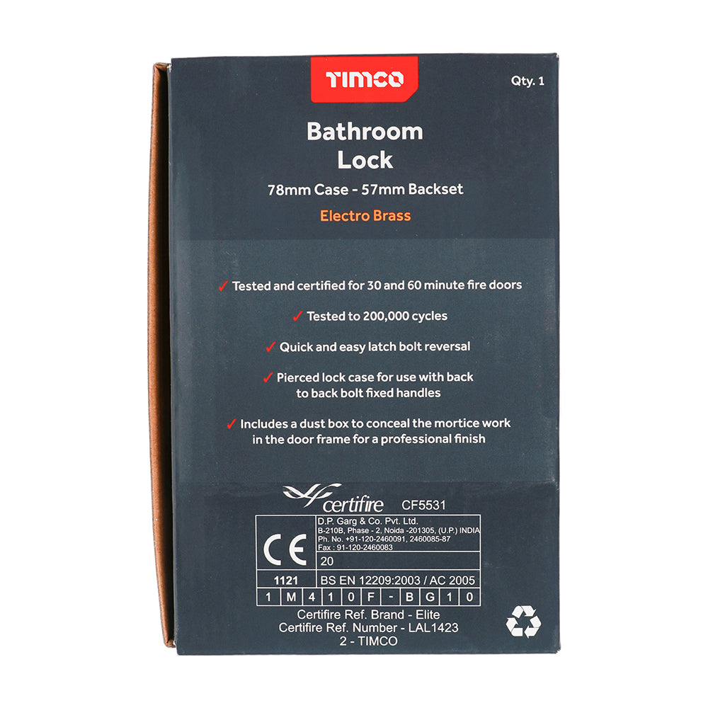 Bathroom Lock E. Brass - 78mm | Box