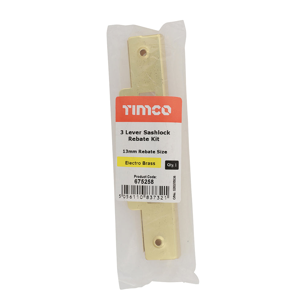 3L Sash Rebate Kit E. Brass - 13mm | Plain Bag