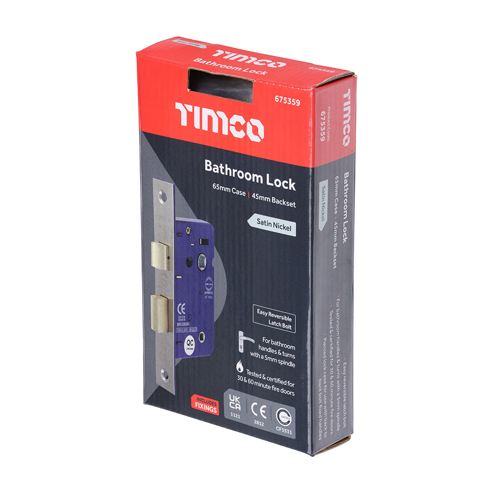 Bathroom Lock Sat. Nickel - 65mm | Box