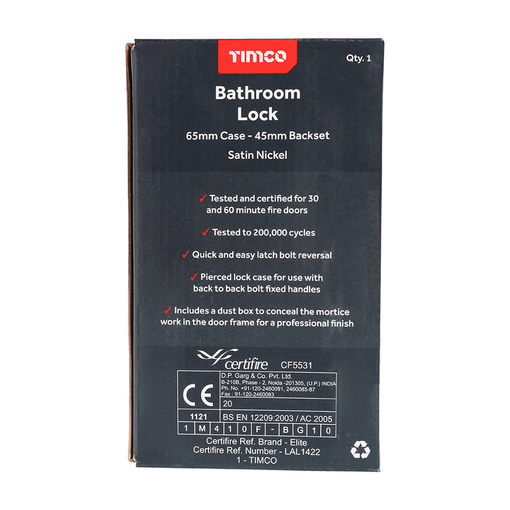 Bathroom Lock Sat. Nickel - 65mm | Box