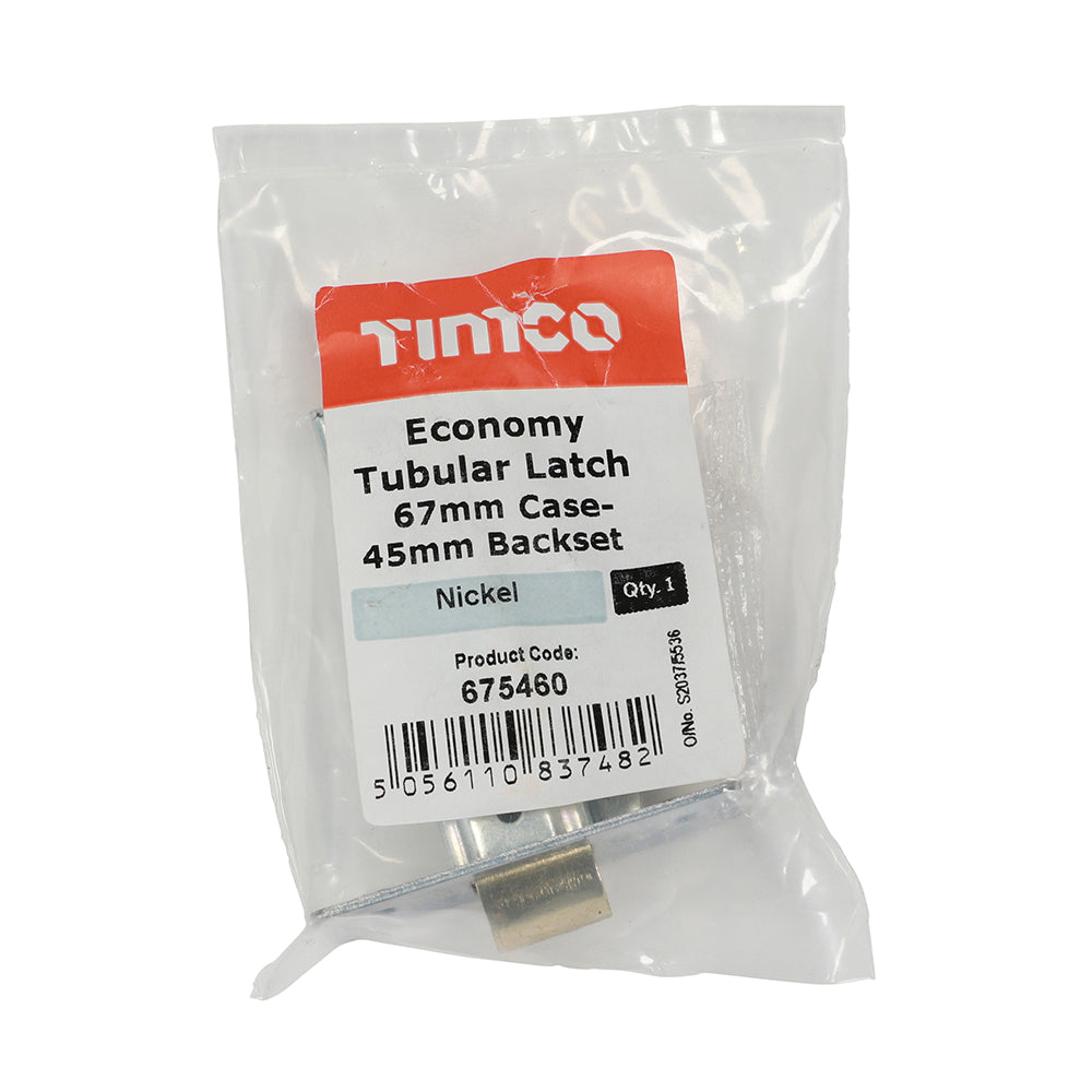 Eco Tubular Latch Nickel - 67 case / 45 backset | Plain Bag