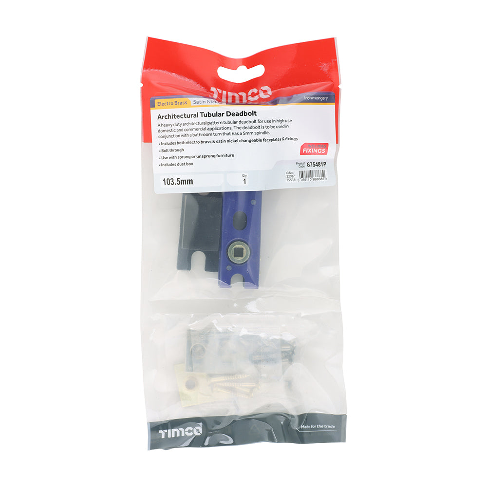 Arch Tubular D/Bolt EB & SN - 103.5 case / 82.5 backset | Plain Bag