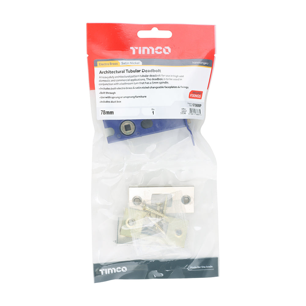 Arch Tubular D/Bolt EB & SN - 78 case / 57 backset | Plain Bag