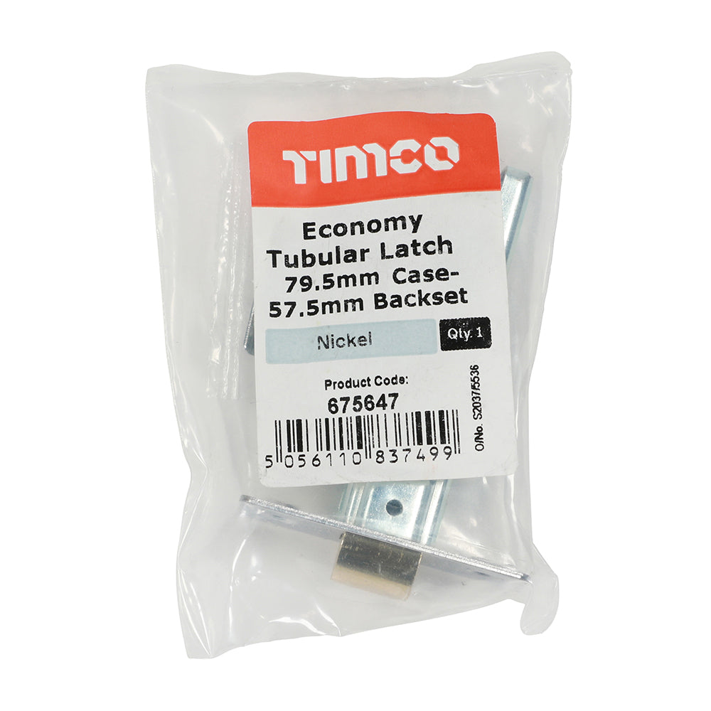 Eco Tubular Latch Nickel - 79.5 case / 57.5 backset | Plain Bag