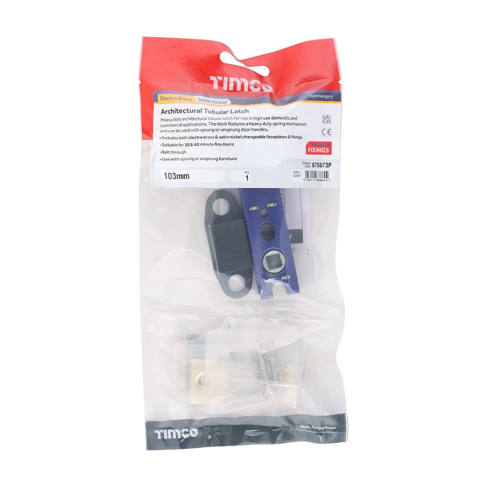 Arch Tubular Latch EB & SN - 103 case / 82.5 backset | Plain Bag