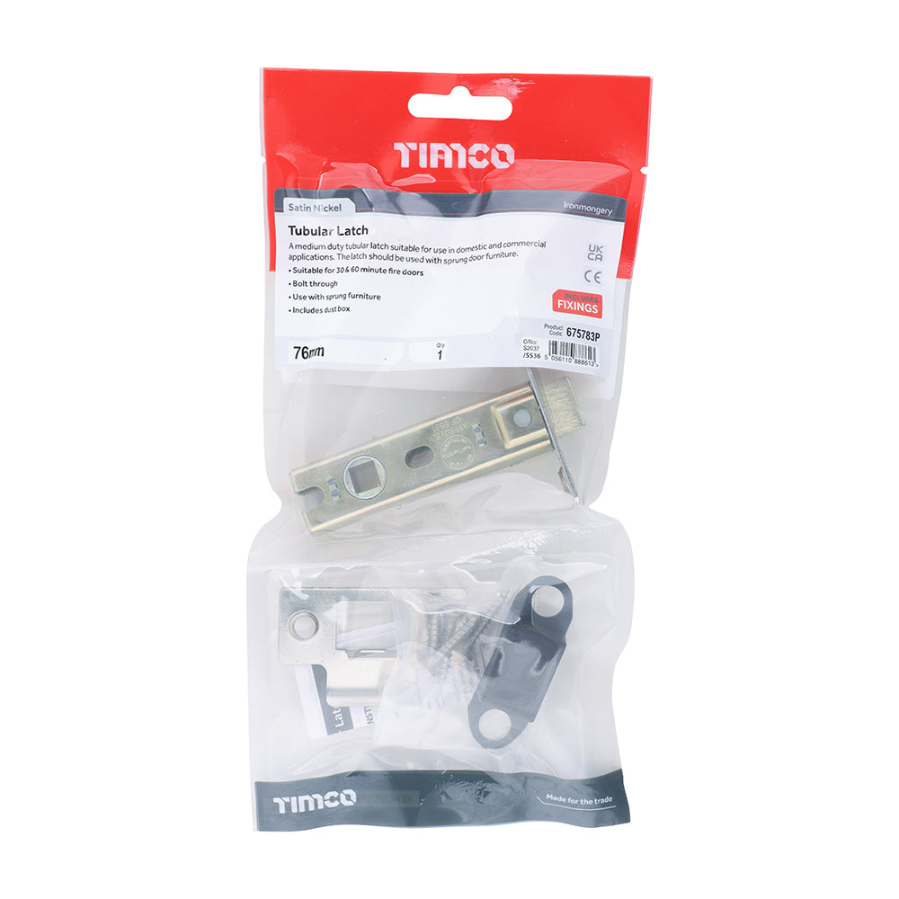 Tubular Latch Sat. Nickel - 76 case / 57 backset | Plain Bag