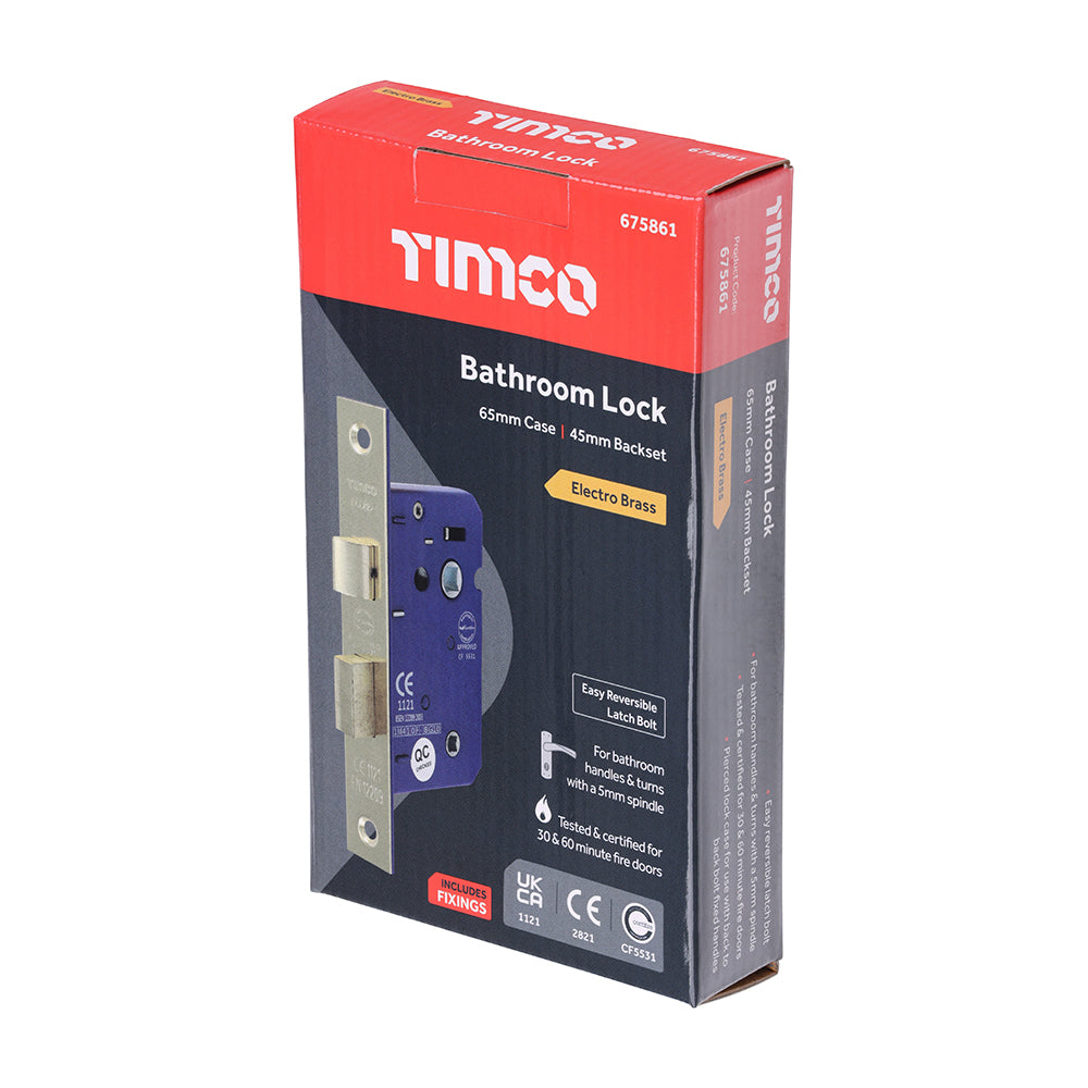 Bathroom Lock E. Brass - 65mm | Box