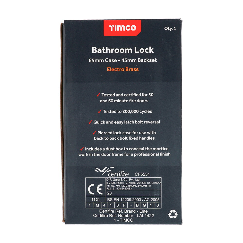 Bathroom Lock E. Brass - 65mm | Box