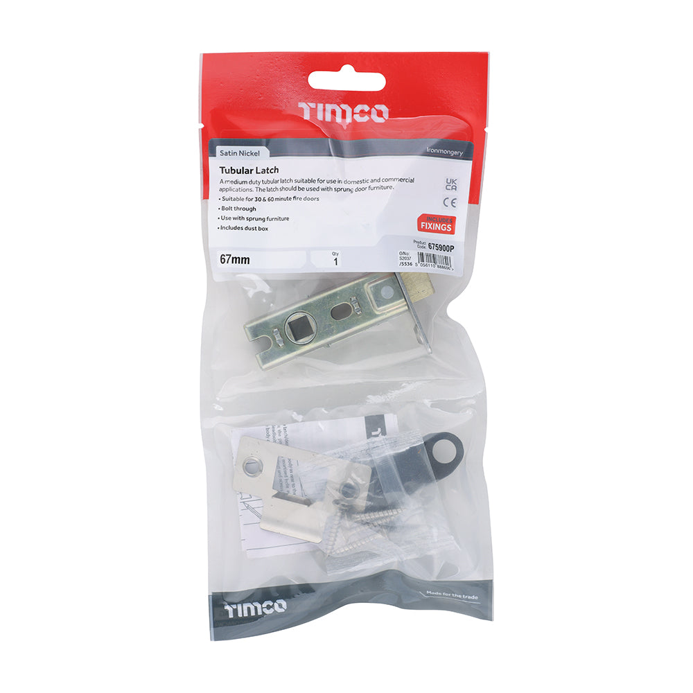 Tubular Latch Sat. Nickel - 67 case / 45 backset | Plain Bag