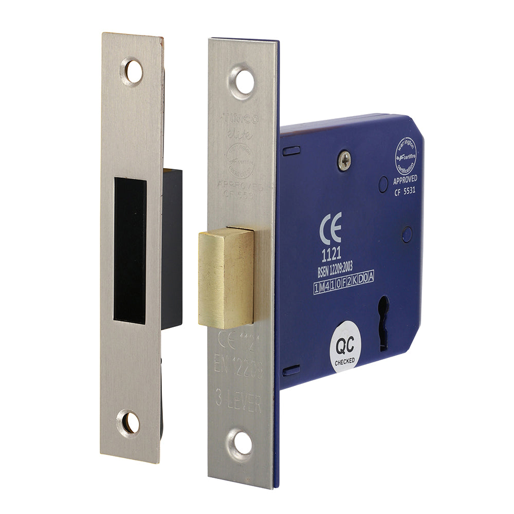 3 Lever Deadlock Sat. Nickel - 78 case / 58 backset | Box