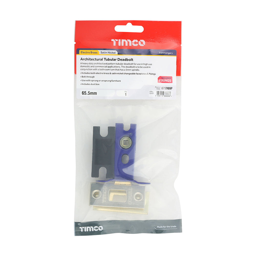 Arch Tubular D/Bolt EB & SN - 65.5 case / 45 backset | Plain Bag