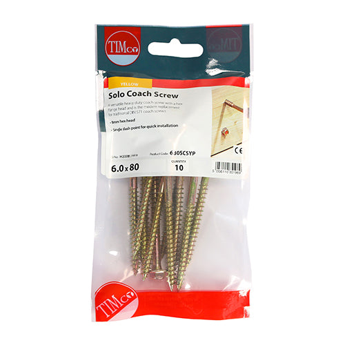 Solo Coach Screw ZYP - 6.0 x 80 | TIMpac of 10