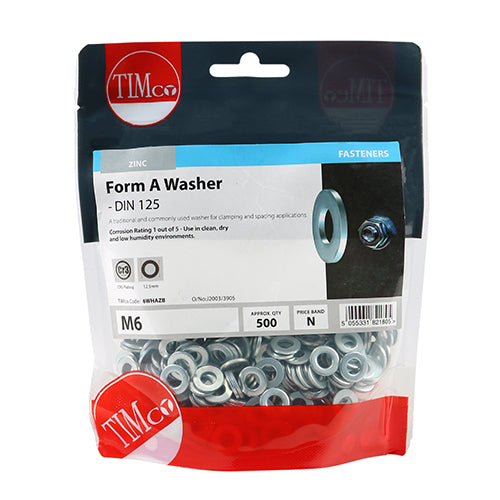Form A Washer DIN 125A - BZP - M6 | TIMpac of 60
