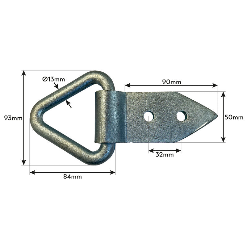 Ring Lashing Bolt On 50 x 11mm  Tapered BZP