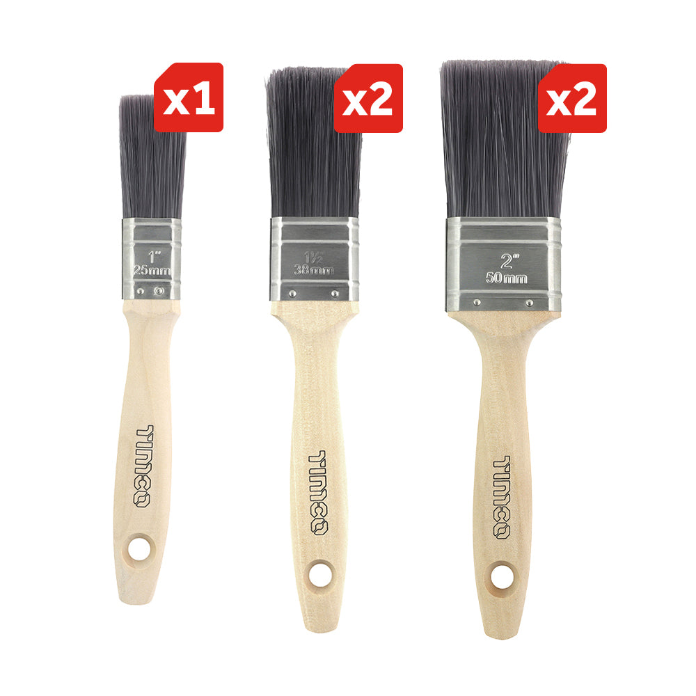 Timco Professional Synthetic Paint Brush Mixed Set | 5pcs Timco