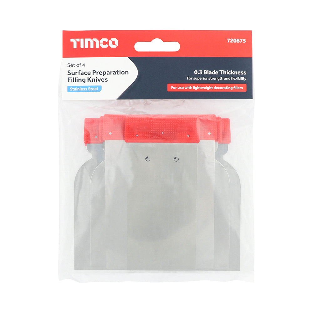 Surface Prep Filling Knife Set - 4pcs | Bag of 4