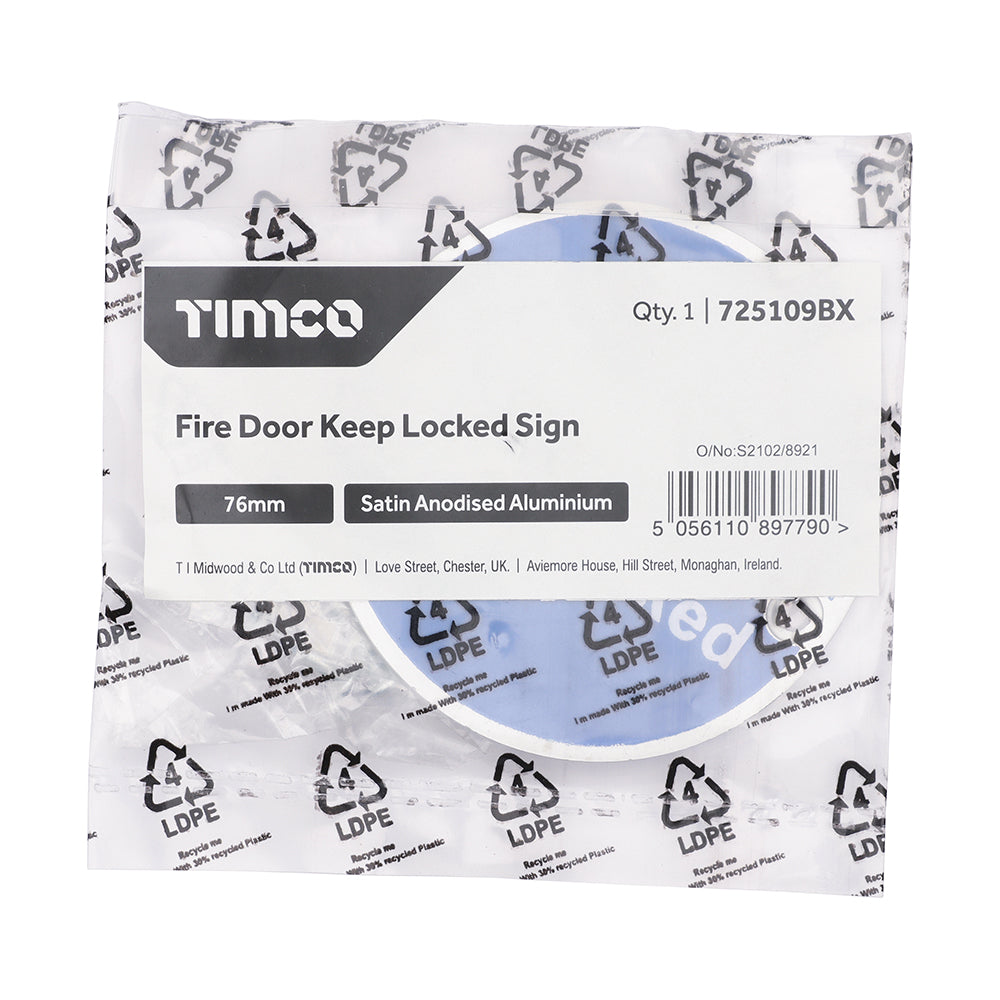 Fire Door Keep Locked Sign SAA - 76mm | TIMpac