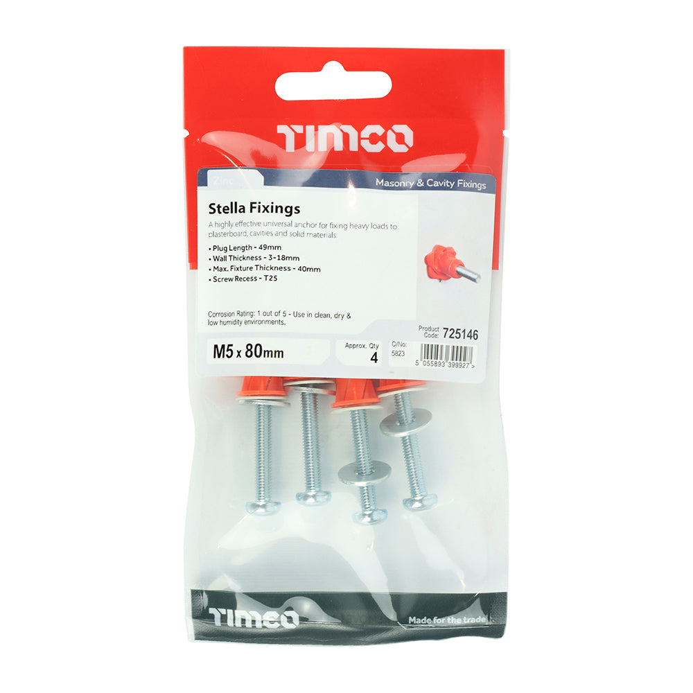 Multi-Fix Stella Fixing Red - M5 x 80 | TIMpac of 4