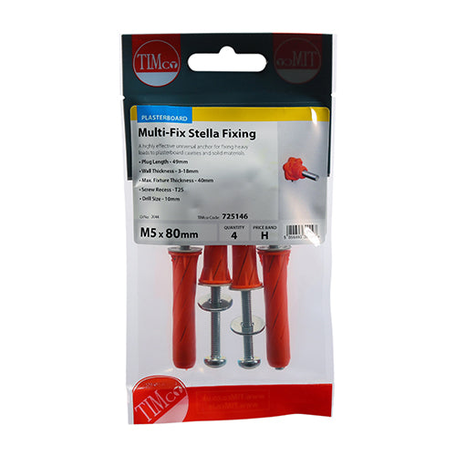 Multi-Fix Stella Fixing Red - M5 x 80 | TIMpac of 4