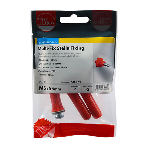 Multi-Fix Stella Fixing Red - M5 x 55 | TIMpac of 4