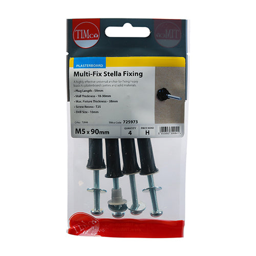 Multi-Fix Stella Fixing Black - M5 x 90 | TIMpac of 4