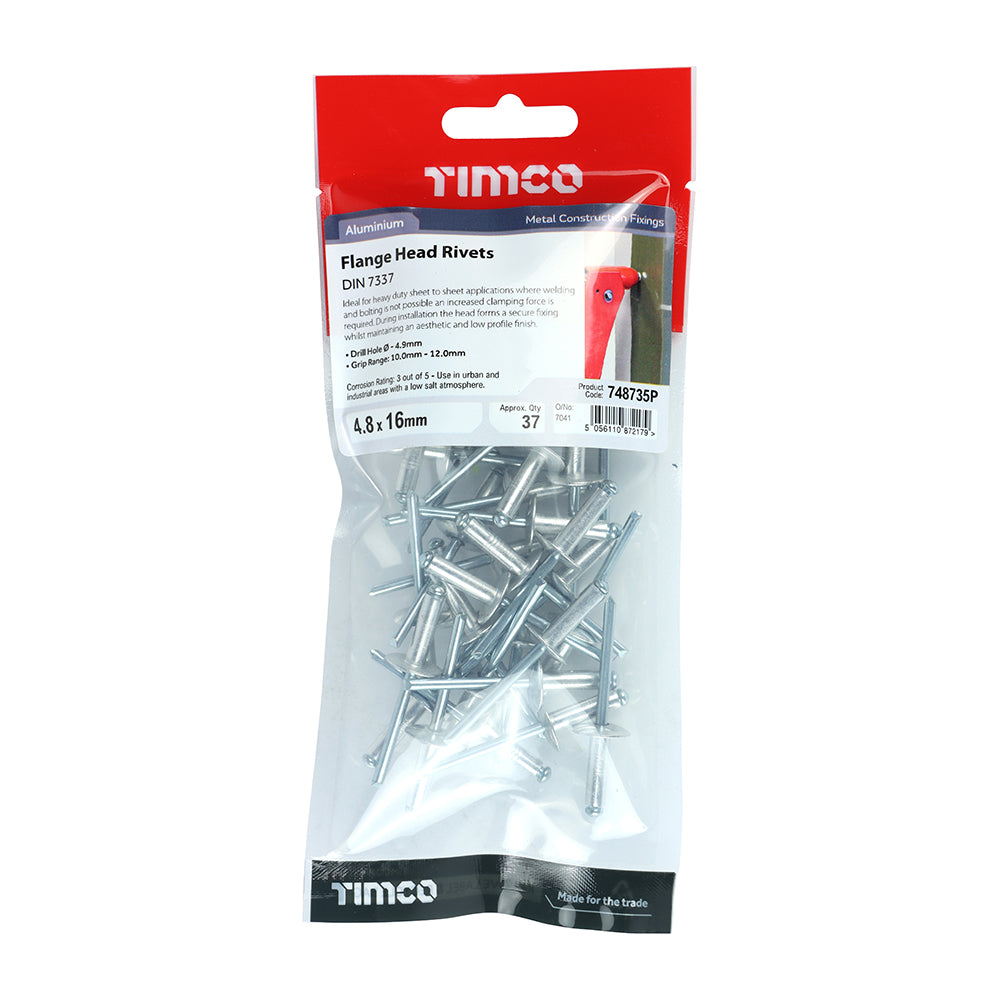 Rivets - Flange Head - Alumin. - 4.8 x 16 | TIMpac of 37